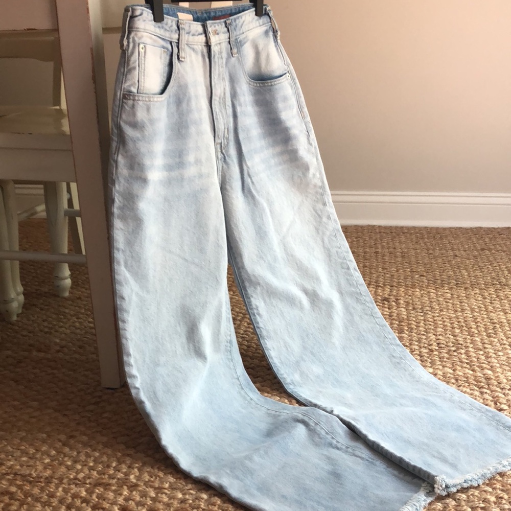 Anthropologie Light Wash Wide-Leg Jeans